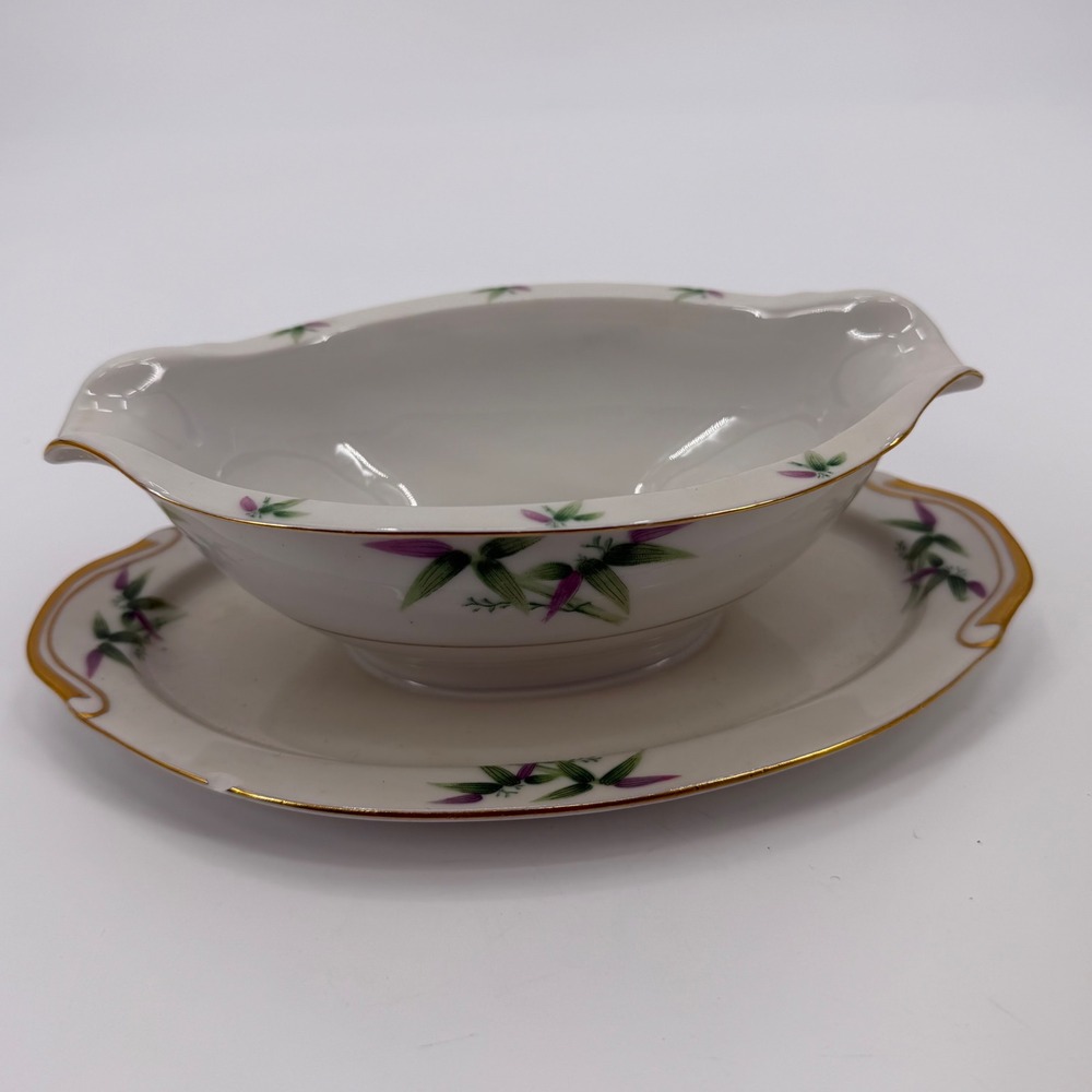 Harmony House Gravy Boat Mandarin Fine China‎ Bamboo 8.25in White Vintage Japan